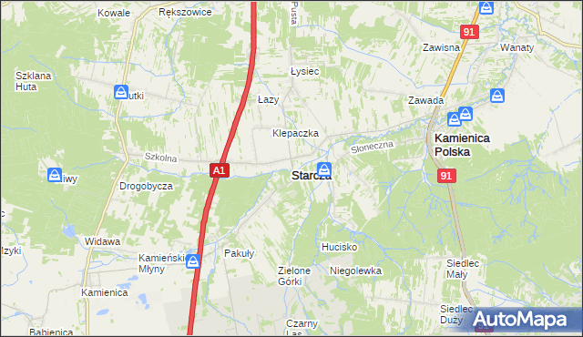 mapa Starcza, Starcza na mapie Targeo
