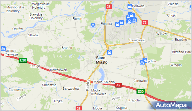 mapa Stare Miasto powiat koniński, Stare Miasto powiat koniński na mapie Targeo