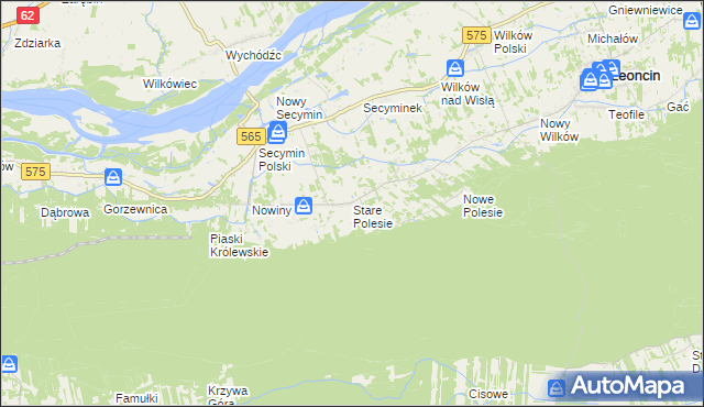 mapa Stare Polesie gmina Leoncin, Stare Polesie gmina Leoncin na mapie Targeo