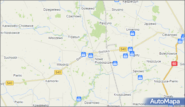 mapa Stare Proboszczewice, Stare Proboszczewice na mapie Targeo