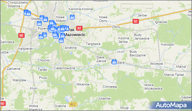 mapa Stare Zakole, Stare Zakole na mapie Targeo