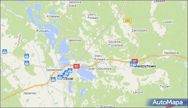 mapa Stary Folwark gmina Miedzichowo, Stary Folwark gmina Miedzichowo na mapie Targeo