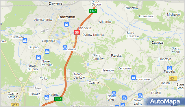 mapa Stary Janków, Stary Janków na mapie Targeo