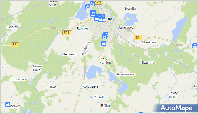 mapa Stary Kamień gmina Prabuty, Stary Kamień gmina Prabuty na mapie Targeo