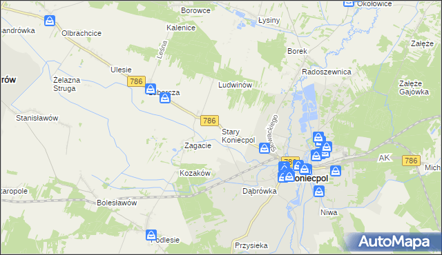 mapa Stary Koniecpol, Stary Koniecpol na mapie Targeo