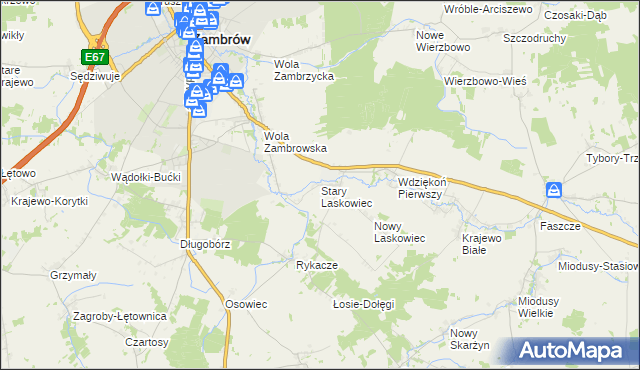 mapa Stary Laskowiec, Stary Laskowiec na mapie Targeo