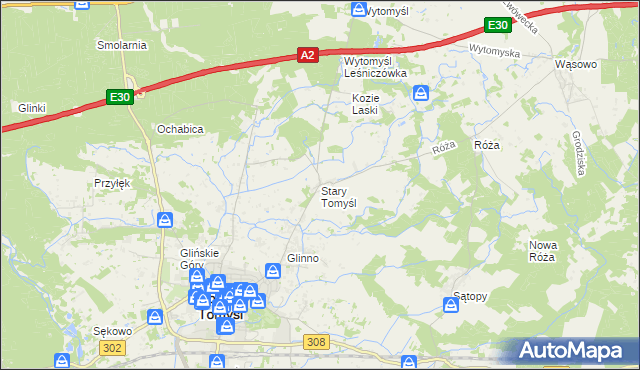 mapa Stary Tomyśl, Stary Tomyśl na mapie Targeo