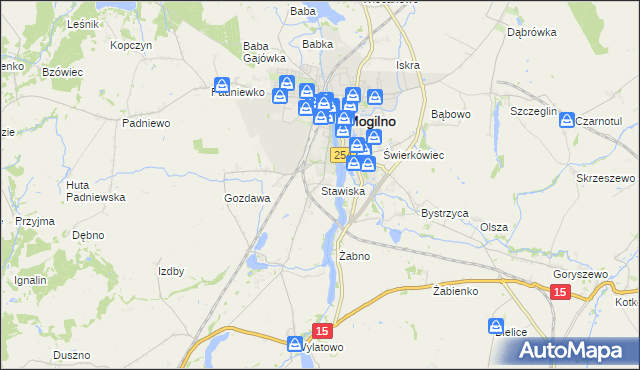 mapa Stawiska gmina Mogilno, Stawiska gmina Mogilno na mapie Targeo