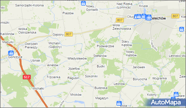 mapa Stefanów gmina Żelechów, Stefanów gmina Żelechów na mapie Targeo