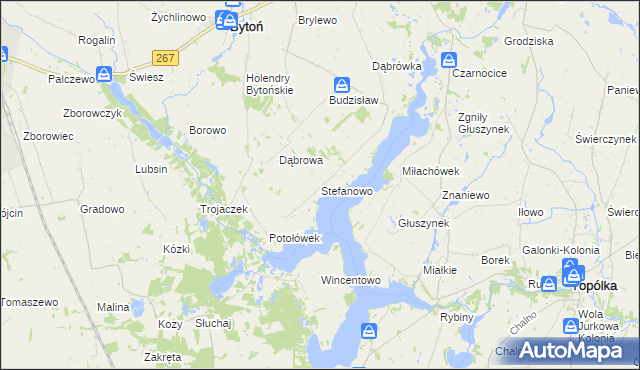mapa Stefanowo gmina Bytoń, Stefanowo gmina Bytoń na mapie Targeo