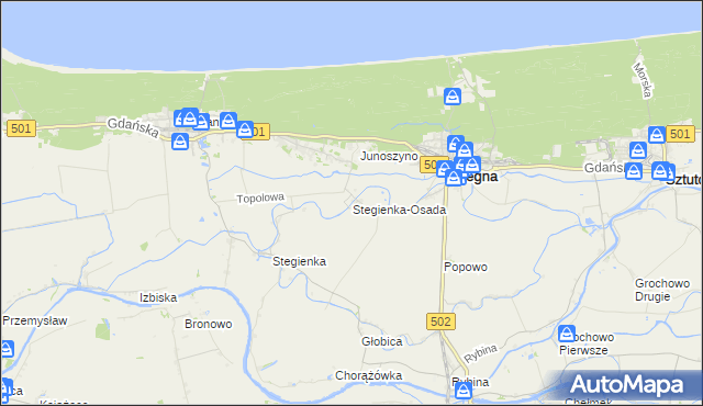 mapa Stegienka-Osada, Stegienka-Osada na mapie Targeo