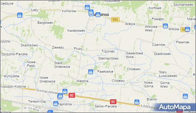 mapa Stelmachowo gmina Leszno, Stelmachowo gmina Leszno na mapie Targeo