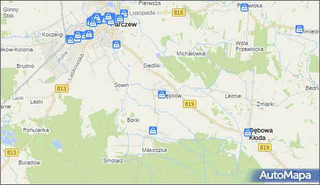 mapa Stępków, Stępków na mapie Targeo