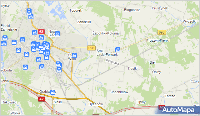 mapa Stok Lacki, Stok Lacki na mapie Targeo