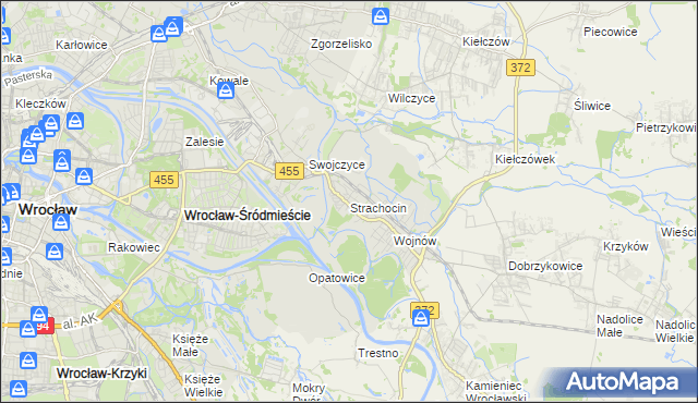 mapa Strachocin gmina Wrocław, Strachocin gmina Wrocław na mapie Targeo