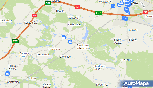 mapa Stradomia Wierzchnia, Stradomia Wierzchnia na mapie Targeo