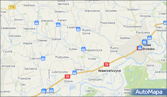 mapa Stręgoborzyce, Stręgoborzyce na mapie Targeo