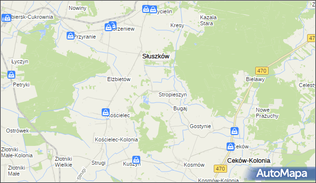 mapa Stropieszyn gmina Mycielin, Stropieszyn gmina Mycielin na mapie Targeo