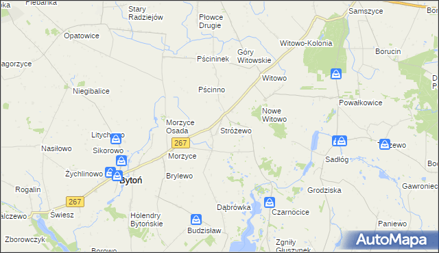 mapa Stróżewo gmina Bytoń, Stróżewo gmina Bytoń na mapie Targeo