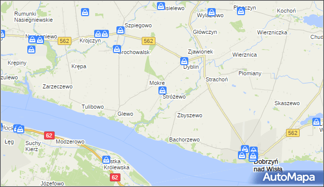 mapa Stróżewo gmina Dobrzyń nad Wisłą, Stróżewo gmina Dobrzyń nad Wisłą na mapie Targeo