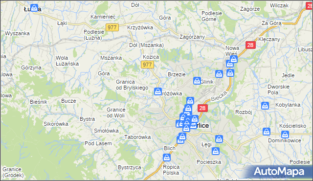mapa Stróżówka, Stróżówka na mapie Targeo
