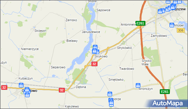 mapa Strykowo, Strykowo na mapie Targeo