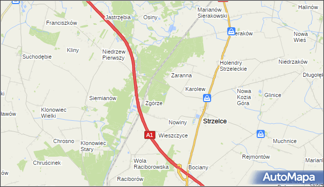 mapa Strzelce Osada Leśna, Strzelce Osada Leśna na mapie Targeo