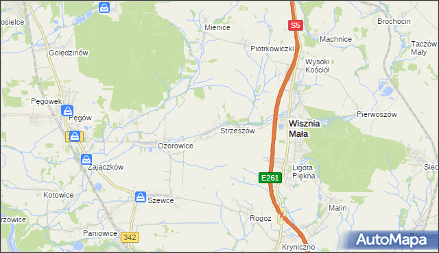 mapa Strzeszów gmina Wisznia Mała, Strzeszów gmina Wisznia Mała na mapie Targeo