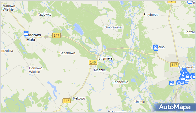 mapa Strzmiele, Strzmiele na mapie Targeo