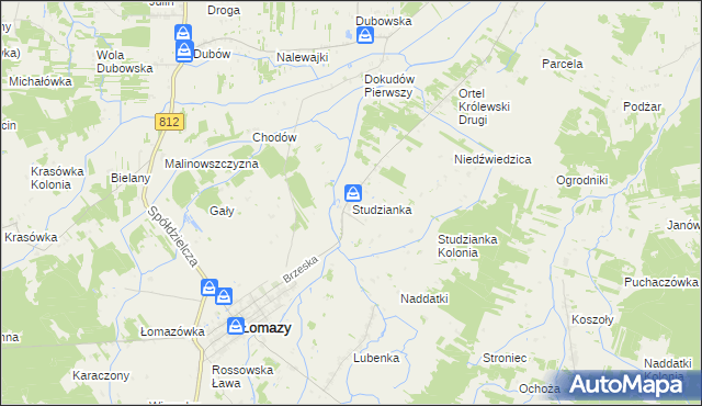 mapa Studzianka gmina Łomazy, Studzianka gmina Łomazy na mapie Targeo