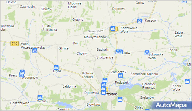 mapa Studzienice gmina Przytyk, Studzienice gmina Przytyk na mapie Targeo