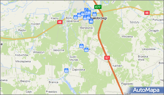 mapa Sucha gmina Białobrzegi, Sucha gmina Białobrzegi na mapie Targeo