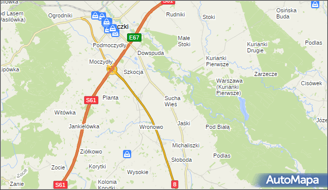 mapa Sucha Wieś, Sucha Wieś na mapie Targeo