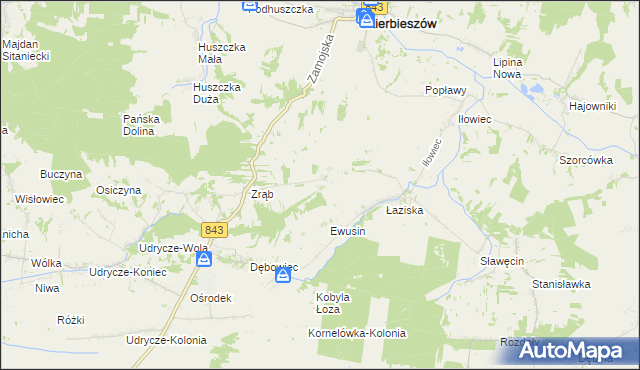 mapa Suchodębie gmina Skierbieszów, Suchodębie gmina Skierbieszów na mapie Targeo