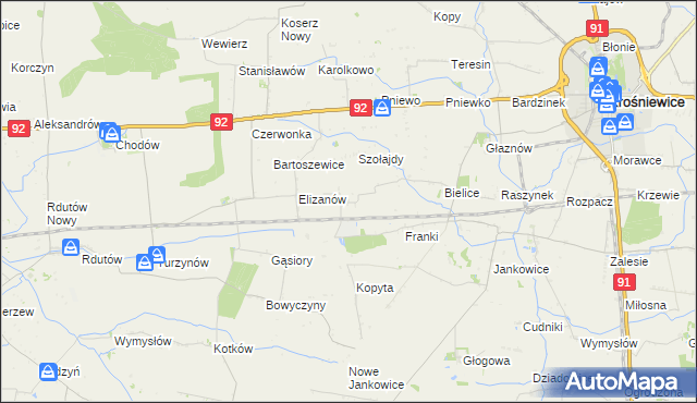 mapa Suchodoły gmina Krośniewice, Suchodoły gmina Krośniewice na mapie Targeo