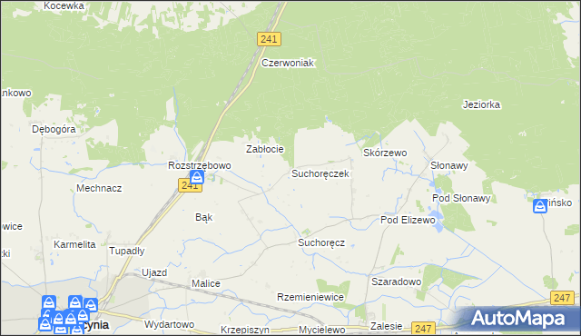 mapa Suchoręczek, Suchoręczek na mapie Targeo