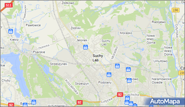 mapa Suchy Las powiat poznański, Suchy Las powiat poznański na mapie Targeo