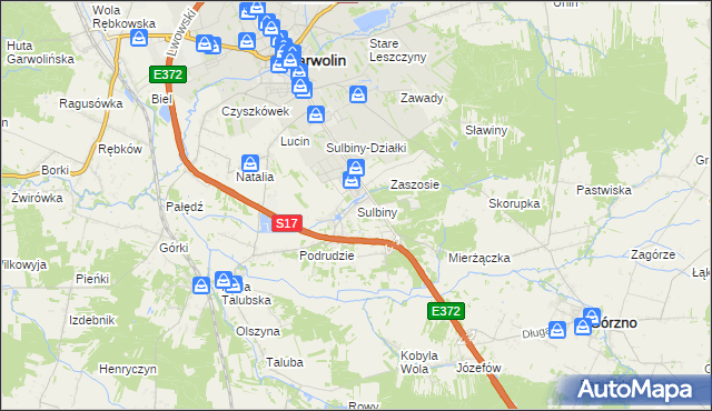 mapa Sulbiny, Sulbiny na mapie Targeo