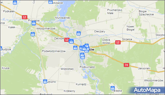 mapa Sulejów powiat piotrkowski, Sulejów powiat piotrkowski na mapie Targeo