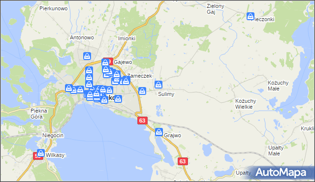 mapa Sulimy gmina Giżycko, Sulimy gmina Giżycko na mapie Targeo