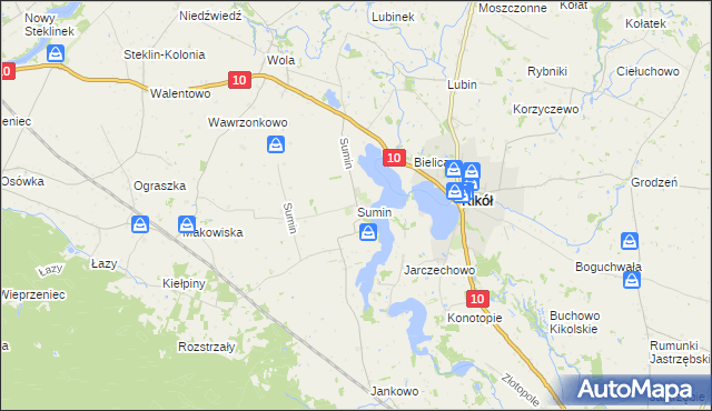 mapa Sumin gmina Kikół, Sumin gmina Kikół na mapie Targeo