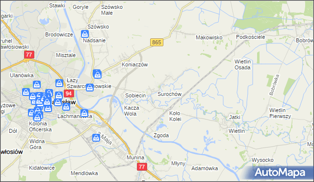 mapa Surochów, Surochów na mapie Targeo