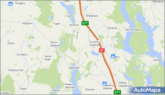 mapa Surzyki Małe, Surzyki Małe na mapie Targeo