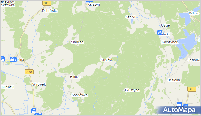 mapa Susłów, Susłów na mapie Targeo