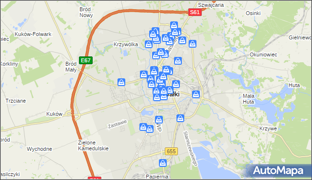 mapa Suwałk, Suwałki na mapie Targeo