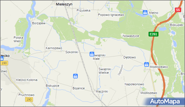 mapa Świątniki Małe gmina Mieleszyn, Świątniki Małe gmina Mieleszyn na mapie Targeo