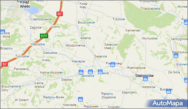 mapa Święcice gmina Słaboszów, Święcice gmina Słaboszów na mapie Targeo