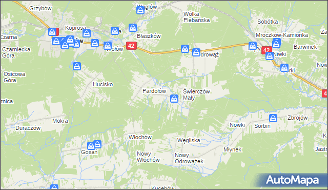 mapa Świerczów gmina Stąporków, Świerczów gmina Stąporków na mapie Targeo