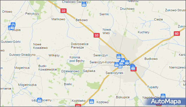 mapa Świerczyn gmina Drobin, Świerczyn gmina Drobin na mapie Targeo