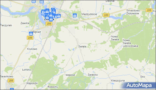 mapa Święta gmina Złotów, Święta gmina Złotów na mapie Targeo